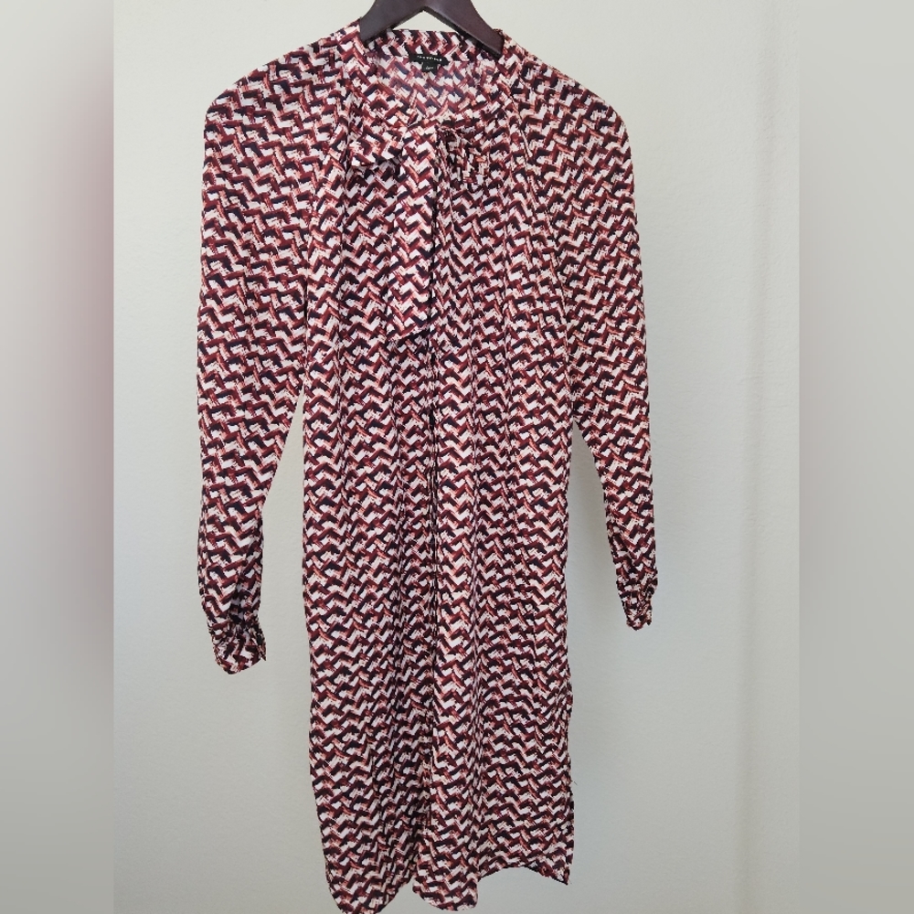 ANN TAYLOR Long Sleeve Midi Dress XS Red